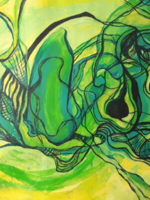 Flower-III-abstract acrylic painting on canvas by Zena Ghossoub