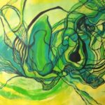 Flower-III-abstract acrylic painting on canvas by Zena Ghossoub